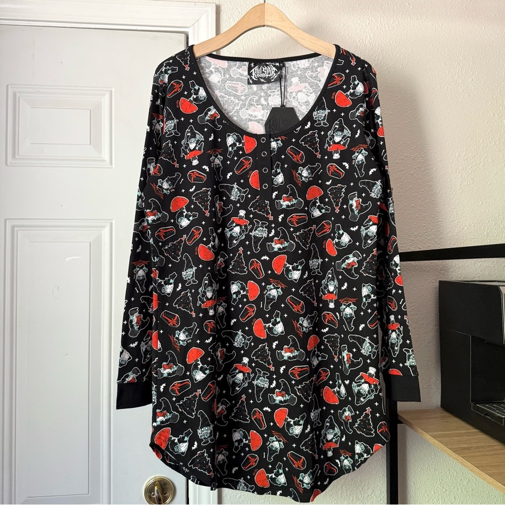 NWT KILLSTAR black red gnomies Christmas gnome Halloween‎ sleep pajama dress